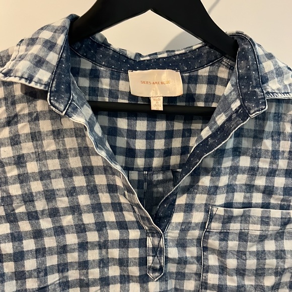 Blue and white gingham, Small, Skies Are Blue top - Picture 2 of 3